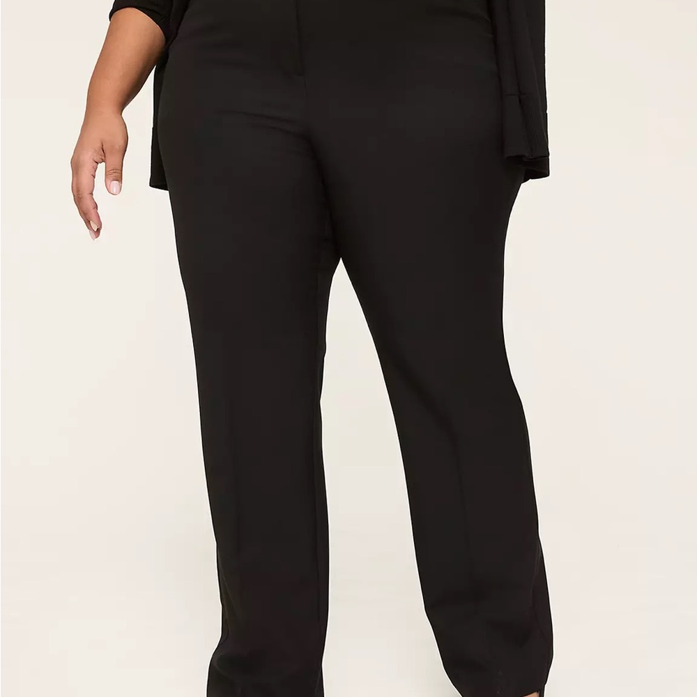 Lane Bryant Black Straight Leg Dress Pants Plus Petite 28P High Rise Work